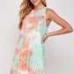 Tie dye Mock Neck A line Shift Midi Tank Dress