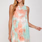 Tie dye Mock Neck A line Shift Midi Tank Dress