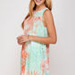 Tie dye Mock Neck A line Shift Midi Tank Dress