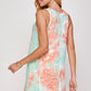 Tie dye Mock Neck A line Shift Midi Tank Dress