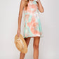 Tie dye Mock Neck A line Shift Midi Tank Dress