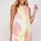 Tie dye Mock Neck A line Shift Midi Tank Dress