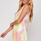 Tie dye Mock Neck A line Shift Midi Tank Dress