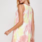 Tie dye Mock Neck A line Shift Midi Tank Dress