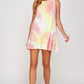 Tie dye Mock Neck A line Shift Midi Tank Dress