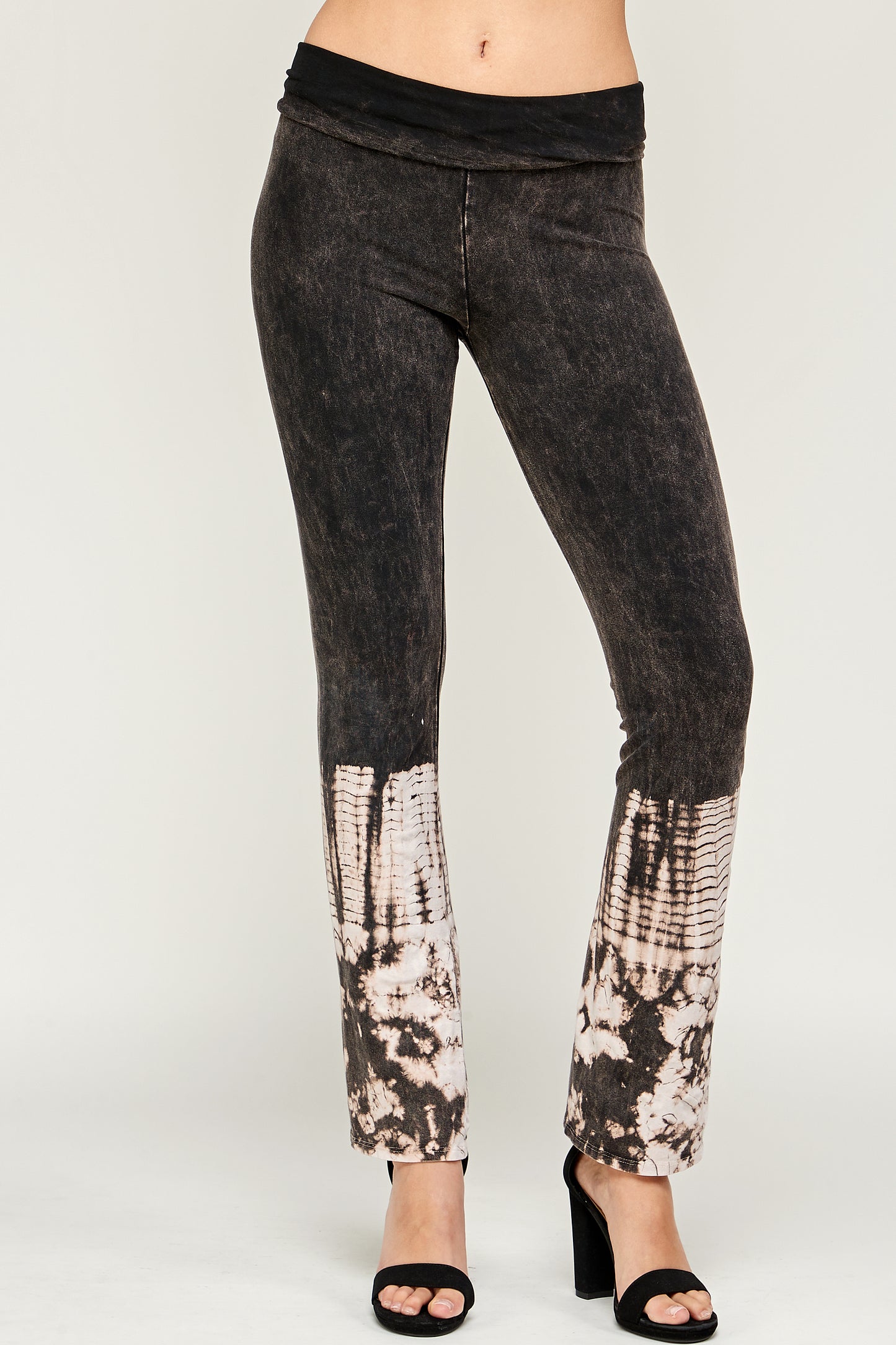 Tie Dye Tummy Control Leggings For Women, Tie dye Wash Fold Over Waistband
