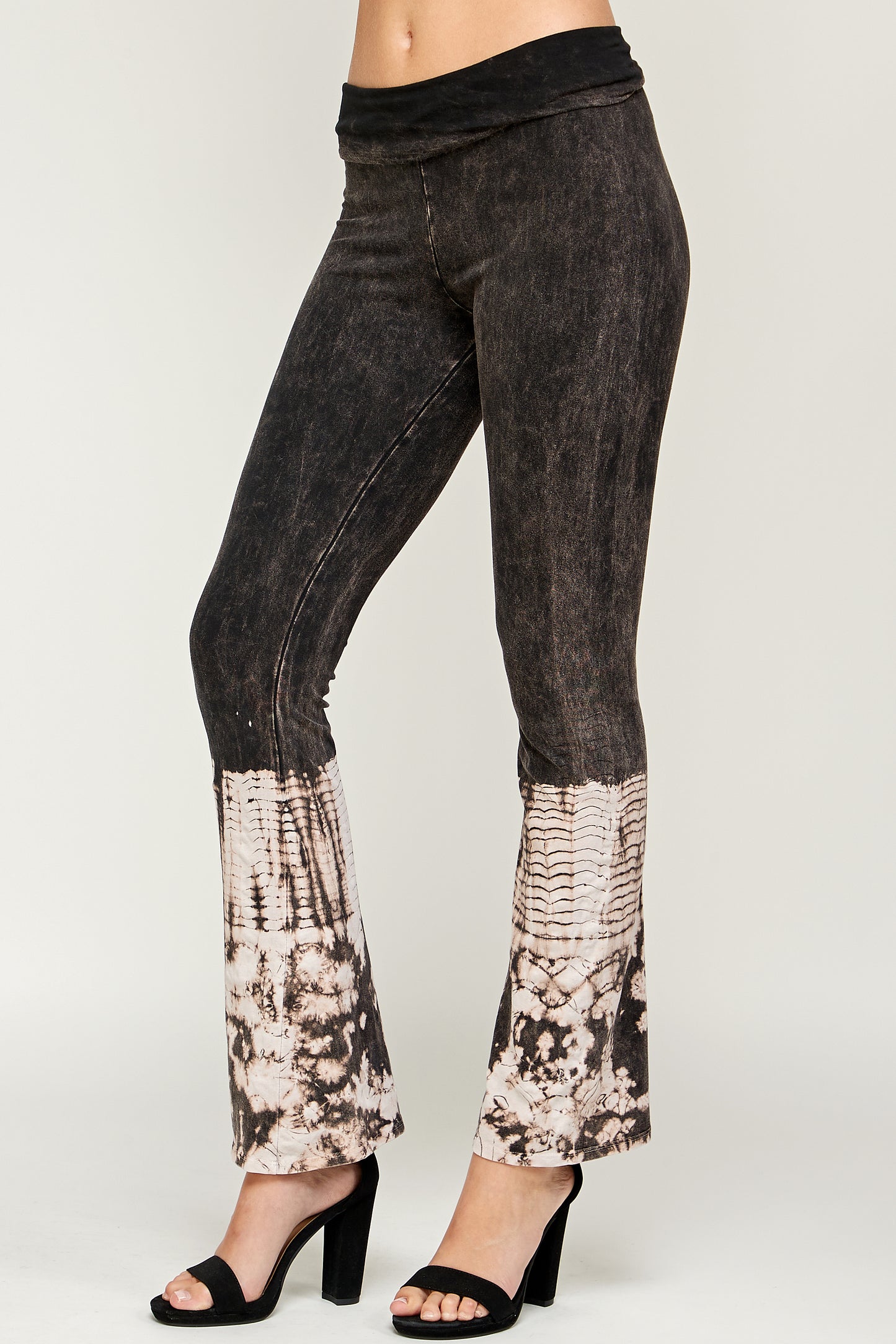 Tie Dye Tummy Control Leggings For Women, Tie dye Wash Fold Over Waistband
