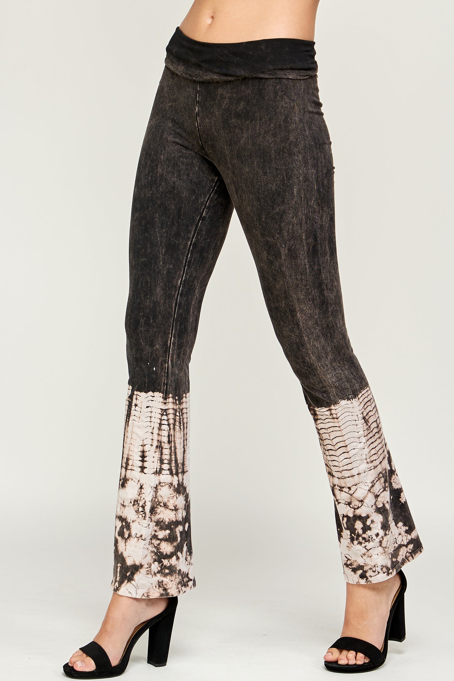 Tie Dye Tummy Control Leggings For Women, Tie dye Wash Fold Over Waistband