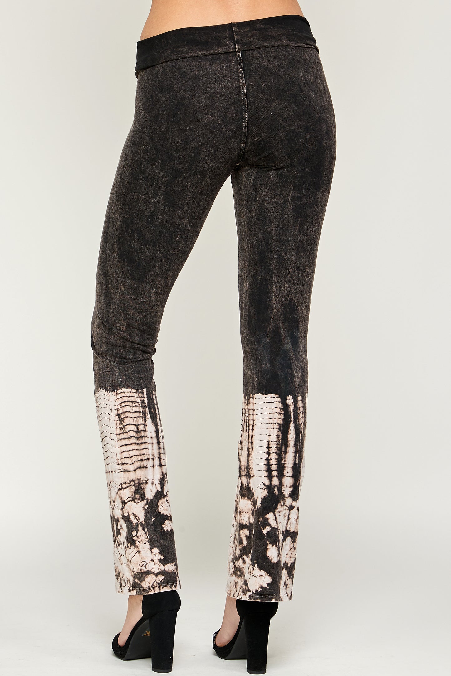 Tie Dye Tummy Control Leggings For Women, Tie dye Wash Fold Over Waistband