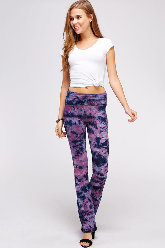 Tummy Control Leggings for Women, Tie dye Leggings Wash Fold Over Waistband