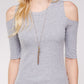 Women's Top - Soft Ribbed Half Sleeve Cold Shoulder Fitted Knit top