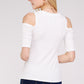Women's Top - Soft Ribbed Half Sleeve Cold Shoulder Fitted Knit top