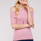Women's Top - Soft Ribbed Half Sleeve Cold Shoulder Fitted Knit top
