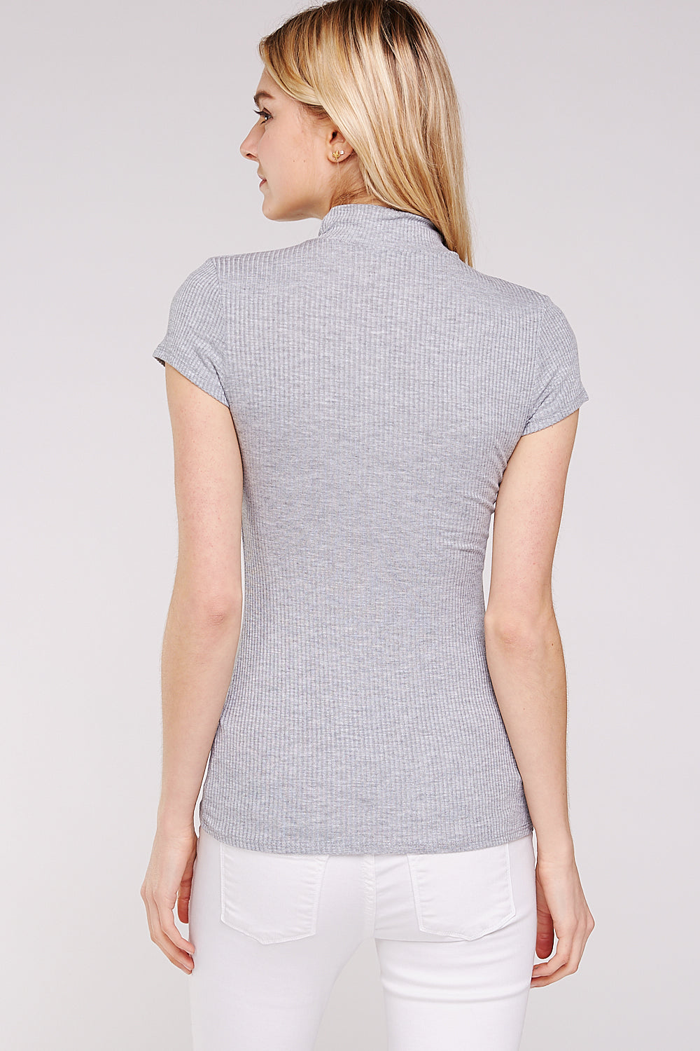 Women’s Tunic Top – Mock Neck Cut Out Short Sleeve Top