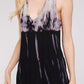 Black and Beige Distressed Mineral Washed Mock Neck Women's Top