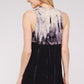 Black and Beige Distressed Mineral Washed Mock Neck Women's Top