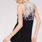 Black and Beige Distressed Mineral Washed Mock Neck Women's Top