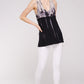 Black and Beige Distressed Mineral Washed Mock Neck Women's Top