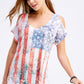 White and Blue Sublimated Tunic Top
