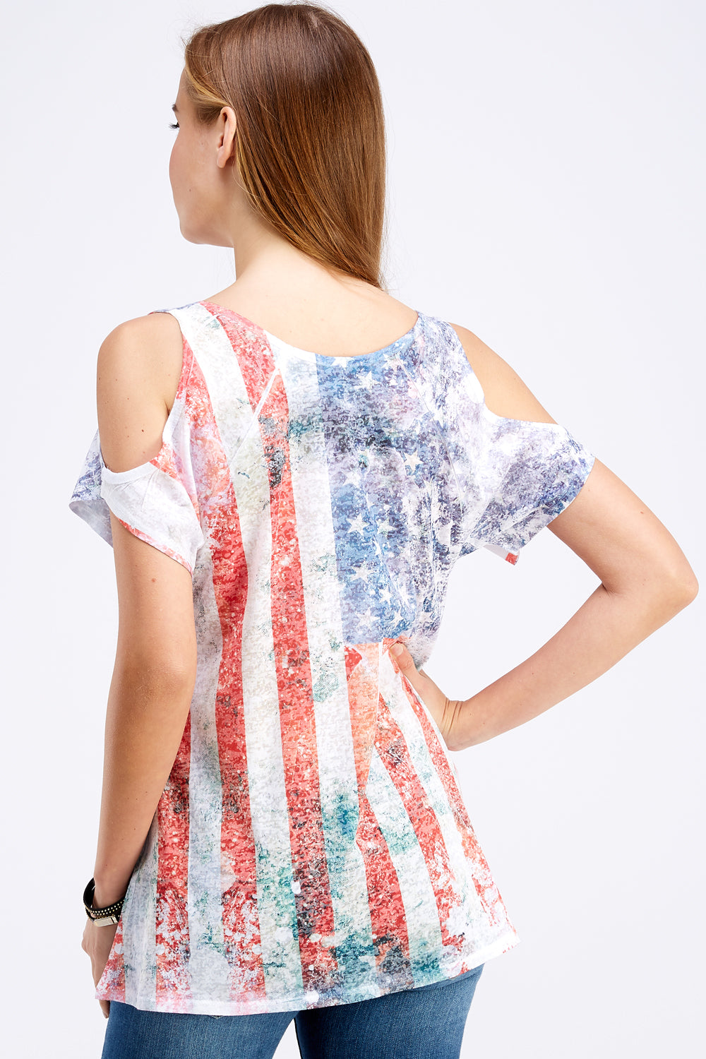 White and Blue Sublimated Tunic Top