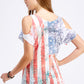 White and Blue Sublimated Tunic Top