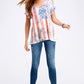 White and Blue Sublimated Tunic Top