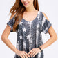 Cotton Cold Shoulder Sublimated Tunic Top
