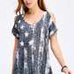 Cotton Cold Shoulder Sublimated Tunic Top