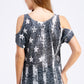 Cotton Cold Shoulder Sublimated Tunic Top