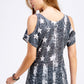 Cotton Cold Shoulder Sublimated Tunic Top