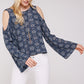 Bell Sleeve Cold Shoulder Tops