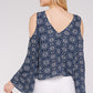 Bell Sleeve Cold Shoulder Tops