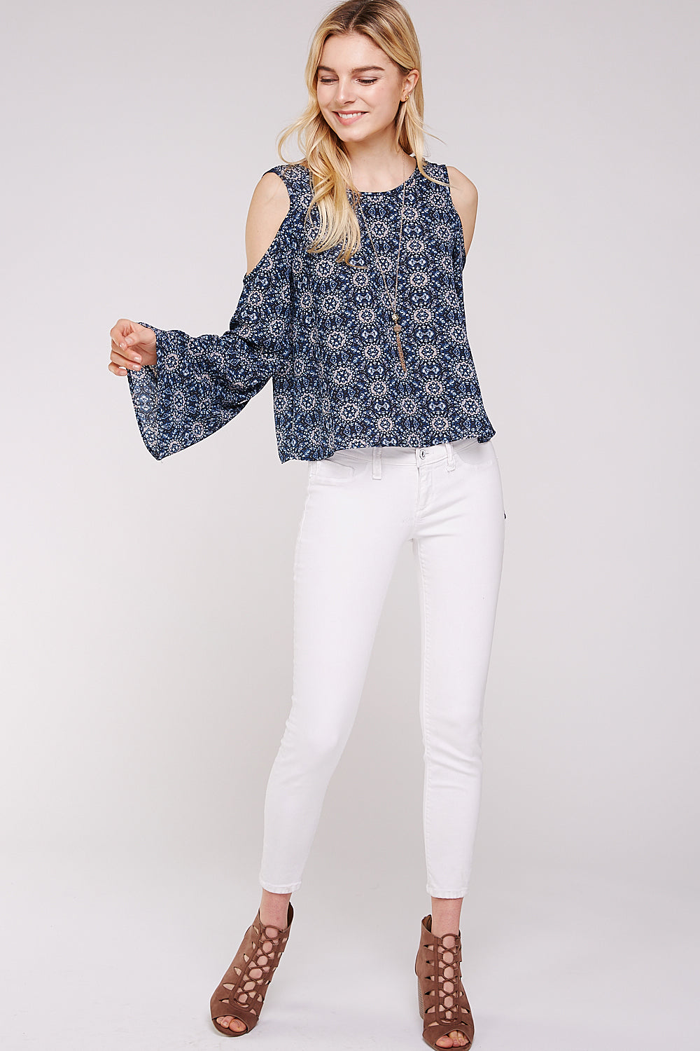 Bell Sleeve Cold Shoulder Tops