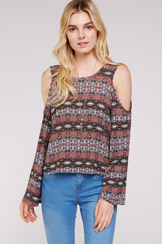 Bell Sleeve Cold Shoulder Tops