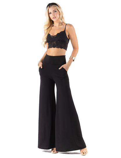 Slate Grey - High Waist Solid Palazzo Pants