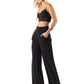 Slate Grey - High Waist Solid Palazzo Pants