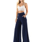 Slate Grey - High Waist Solid Palazzo Pants