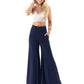 Slate Grey - High Waist Solid Palazzo Pants