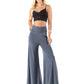 Slate Grey - High Waist Solid Palazzo Pants