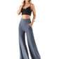 Slate Grey - High Waist Solid Palazzo Pants