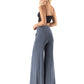 Slate Grey - High Waist Solid Palazzo Pants