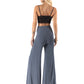 Slate Grey - High Waist Solid Palazzo Pants