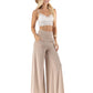 Slate Grey - High Waist Solid Palazzo Pants