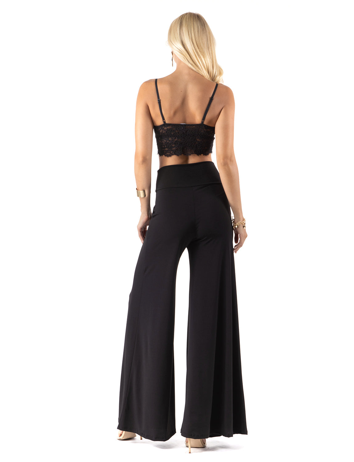 Black - High Waist Solid Palazzo Pants