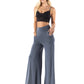 Slate Grey - High Waist Solid Palazzo Pants