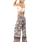 Blue Floral Wide Leg Palazzo Pants