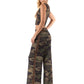 Army Green  Camo Print Wide Legs Palazzo Pants