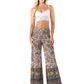 Tan & Floral Paisley High Waist Palazzo Pants