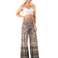 Tan & Floral Paisley High Waist Palazzo Pants