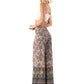 Tan & Floral Paisley High Waist Palazzo Pants